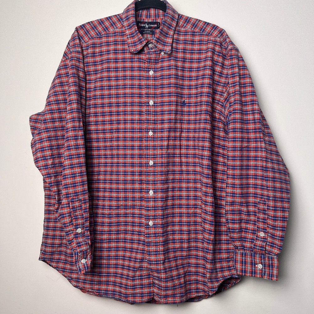Ralph Lauren Black Red Tag Button Down Orange Blue White Long Sleeve Men’s XL